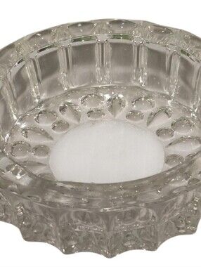 vintage KIG Indonesia heavy glass ashtray pressed cut crystal pattern 80s